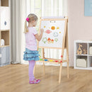 Height-Adjustable Wooden Art Easel with Two Trays – Natural