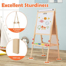 Height-Adjustable Wooden Art Easel with Two Trays – Natural