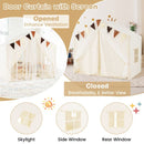 Large Kids Playhouse Tent with Curtains and Lights – Beige