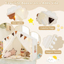 Large Kids Playhouse Tent with Curtains and Lights – Beige