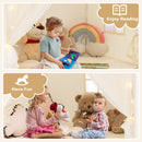 Large Kids Playhouse Tent with Curtains and Lights – Beige