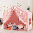 Large Kids Playhouse Tent with Curtains and Lights – Pink
