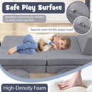 Modular kids play couch set in grey with soft velvet covers and high-density foam, perfect for active play and.
