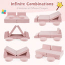 Modular kids play couch set in pink, featuring 6 soft foam pieces for creative play and easy maintenance. Perfect for.