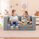 Modular kids sofa play couch in grey with 8 blocks, perfect for climbing, lounging, and imaginative play for children.