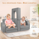 Modular 8-piece kids sofa play couch in grey, designed for climbing and imaginative play, safe and comfortable for.