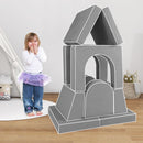 Modular 8-piece kids play couch in grey, perfect for climbing, lounging, and building forts for creative play.