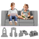 Modular kids sofa play couch in grey with 8 pieces for climbing, lounging, and creative play, safe and comfortable for.