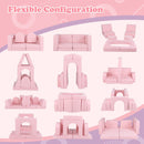 Modular 8-piece kids sofa playset in pink, featuring flexible configurations for creative play, safe for children.