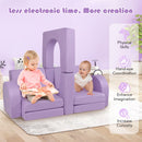 Modular 8-piece kids sofa play couch in purple, designed for climbing, lounging, and imaginative play. Safe and.