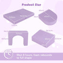 Modular kids sofa playset in purple, featuring 8 foam blocks for climbing, lounging, and creative play options.