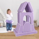 Modular kids play couch set in purple, featuring 8 soft blocks for climbing, lounging, and creative play.