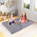 Modular 9-piece kids play couch in grey, perfect for climbing, lounging, and safe play in children's rooms.