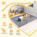 Modular 9-piece kids play couch in grey, convertible for lounging, climbing, and playing, with machine-washable covers.