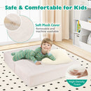 Modular kids sofa couch in beige with soft plush cover, perfect for creative play, napping, and versatile activities.