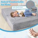 Modular kids sofa couch in grey with plush cover, perfect for creative play, napping, and versatile setups.