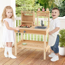 Wooden Play BBQ Grill with Sink and Food Accessories – Natural