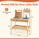 Wooden Play BBQ Grill with Sink and Food Accessories – Natural