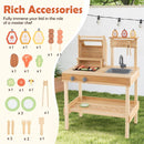 Wooden Play BBQ Grill with Sink and Food Accessories – Natural