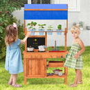 Outdoor Mud Kitchen with Adjustable Canopy and Planting Cups – Natural