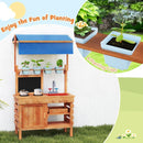 Outdoor Mud Kitchen with Adjustable Canopy and Planting Cups – Natural