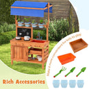 Outdoor Mud Kitchen with Adjustable Canopy and Planting Cups – Natural