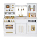 Wooden Play Kitchen with Light-Up Stove and Ice Dispenser – White