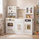 Wooden Play Kitchen with Light-Up Stove and Ice Dispenser – White