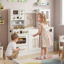 Wooden Play Kitchen with Light-Up Stove and Ice Dispenser – White