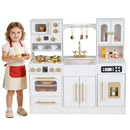 Wooden Play Kitchen with Light-Up Stove and Ice Dispenser – White
