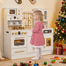 Wooden Play Kitchen with Light-Up Stove and Ice Dispenser – White