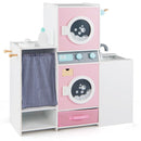 Wooden Laundry Playset with Ironing Board and Sink – Pink