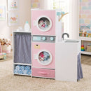 Wooden Laundry Playset with Ironing Board and Sink – Pink