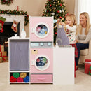 Wooden Laundry Playset with Ironing Board and Sink – Pink