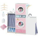 Wooden Laundry Playset with Ironing Board and Sink – Pink