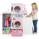 Wooden Laundry Playset with Ironing Board and Sink – Pink