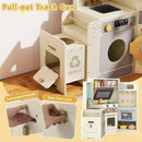 Corner Play Kitchen with Pull-Out Bin and Lights – Beige