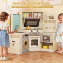 Corner Play Kitchen with Pull-Out Bin and Lights – Beige