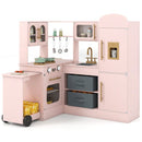 Corner Play Kitchen with Pull-Out Countertop and Ice Maker – Pink