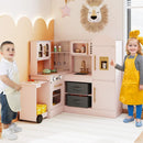Corner Play Kitchen with Pull-Out Countertop and Ice Maker – Pink