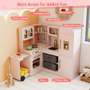 Corner Play Kitchen with Pull-Out Countertop and Ice Maker – Pink