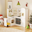 Corner Play Kitchen with Pull-Out Countertop and Ice Maker – White