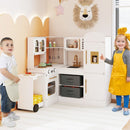 Corner Play Kitchen with Pull-Out Countertop and Ice Maker – White