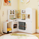 Corner Play Kitchen with Pull-Out Countertop and Ice Maker – White