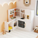 Corner Play Kitchen with Pull-Out Countertop and Ice Maker – White