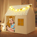Kids Playhouse Tent with Glowing Stars and Mat – Beige