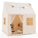 Kids Playhouse Tent with Glowing Stars and Mat – Beige