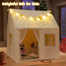 Kids Playhouse Tent with Glowing Stars and Mat – Beige