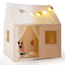Kids Playhouse Tent with Glowing Stars and Mat – Beige