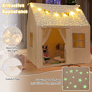 Kids Playhouse Tent with Glowing Stars and Mat – Beige